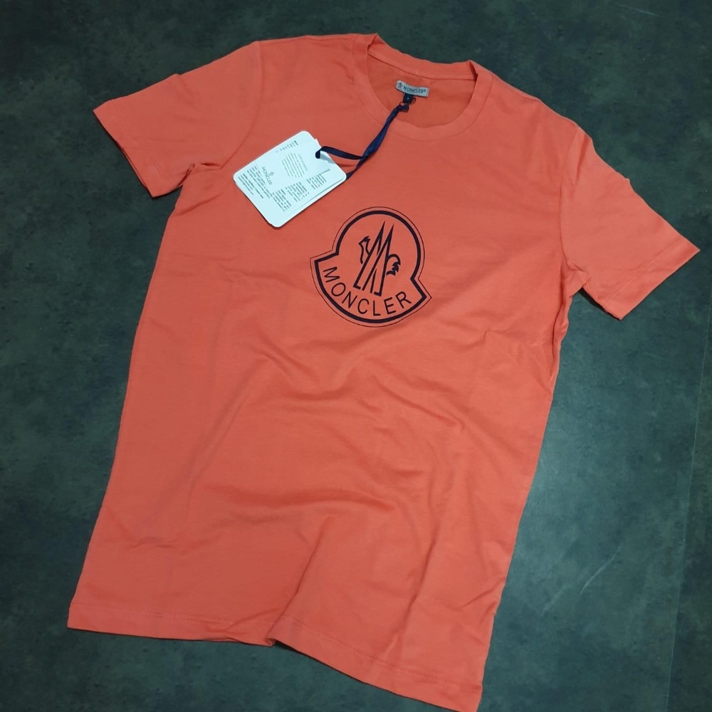 MONCLER ORANGE MEN LOGO PATTERN T-SHIRT